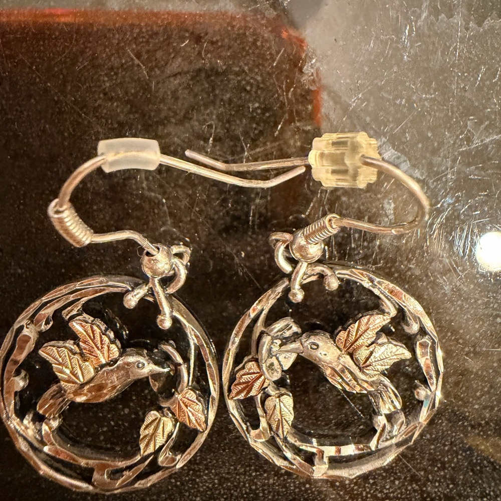 Elegant Silver and Gold 12K Bird Earrings